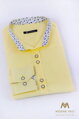 Luxusná žltá košeľa pre ženy s kvetovaným lemom VS-DK 1738