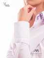 Biela dámska košeľa s kvietkovaným golierom Slim-Fit VS-DK1611
