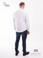 Luxusná pánska biela lesklá košeľa s manžetovými gombíkmi SLIM FIT STRIH VS-PK-1712 