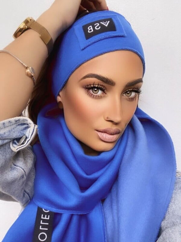 Luxus női szett VSB sál + fejpánt kék